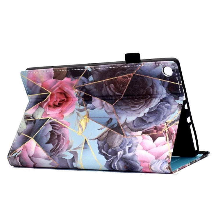 For Amazon Fire HD 8 (2016) / (2017) / (2018) Elastic Band Closure Drop-proof Tablet Stand Case Pattern Printing Card Slots Design PU Leather Cover - Pink Rose