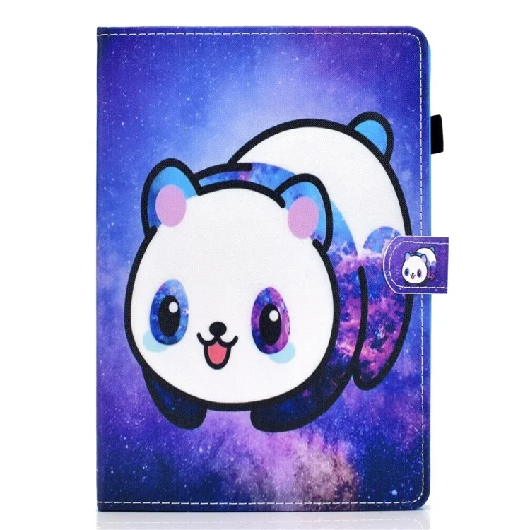 For Amazon Fire HD 8 (2016)  /  (2017)  /  (2018) Shockproof Cover Anti-Scratch Leather Case Stitched Pattern Printed Magnetic Closure Tablet Stand Case with Wallet  /  Card Slots - Starry Panda