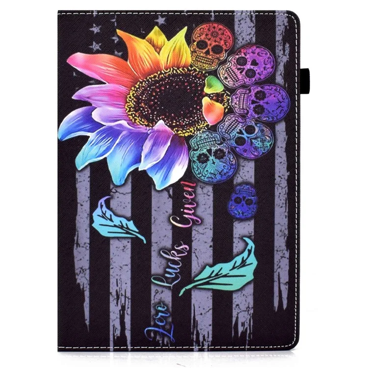 Para iPad Air (2013) / Air 2 / iPad 9,7 polegadas (2017) / (2018) Stitching PU Leather Tablet Cover Pattern Printing Stand Card Holder Case with Elastic Band Closure - Girassol