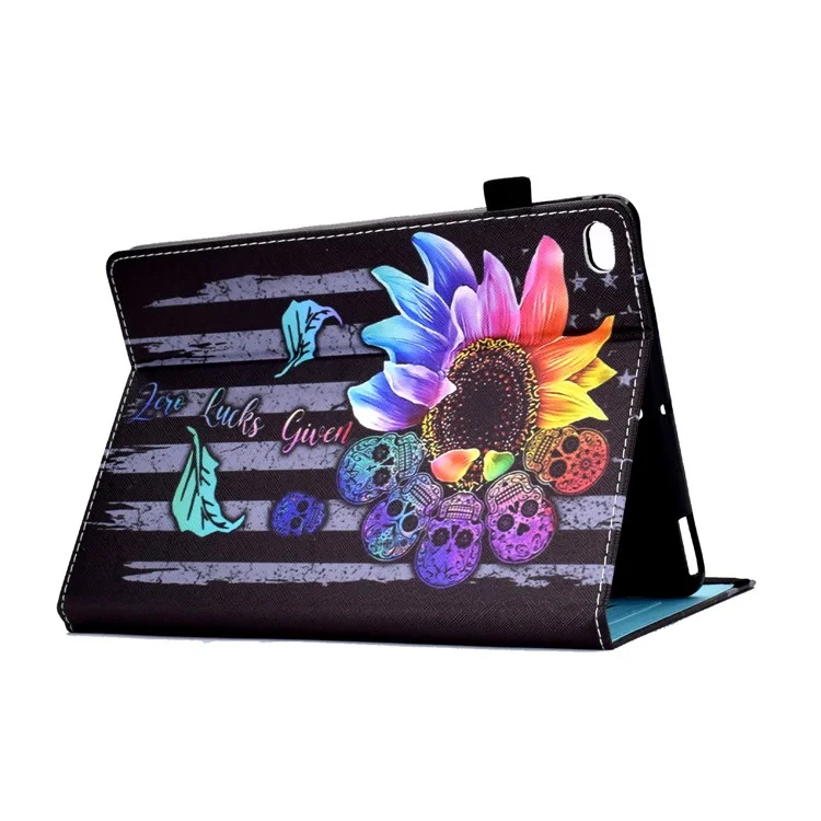 Para iPad Air (2013) / Air 2 / iPad 9,7 polegadas (2017) / (2018) Stitching PU Leather Tablet Cover Pattern Printing Stand Card Holder Case with Elastic Band Closure - Girassol