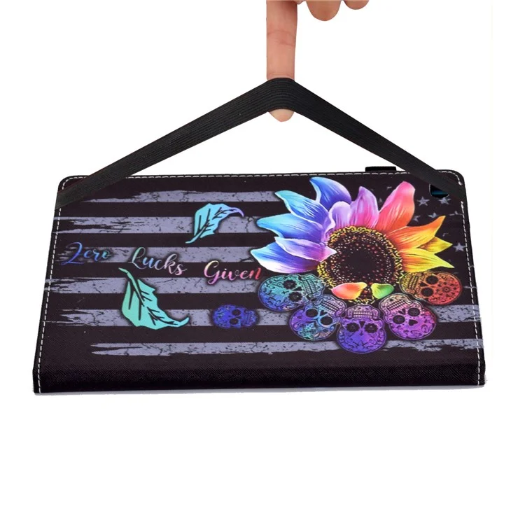 Para iPad Air (2013) / Air 2 / iPad 9,7 polegadas (2017) / (2018) Stitching PU Leather Tablet Cover Pattern Printing Stand Card Holder Case with Elastic Band Closure - Girassol