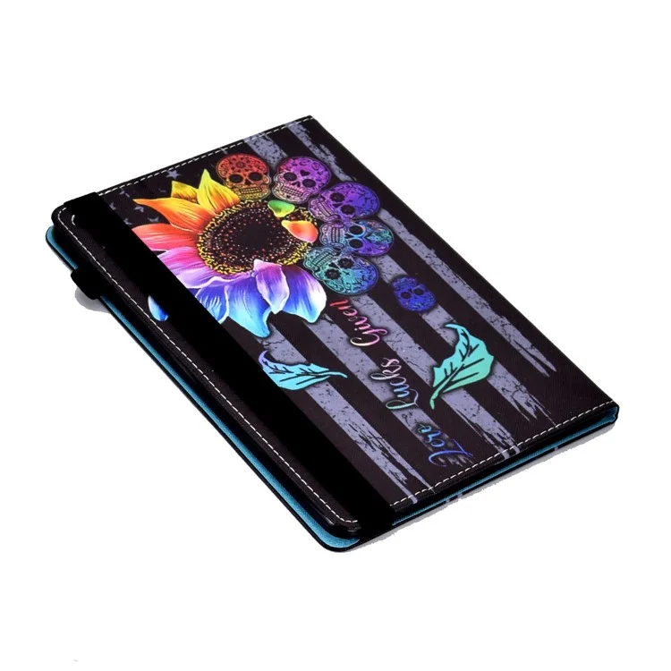 Para iPad Air (2013) / Air 2 / iPad 9,7 polegadas (2017) / (2018) Stitching PU Leather Tablet Cover Pattern Printing Stand Card Holder Case with Elastic Band Closure - Girassol
