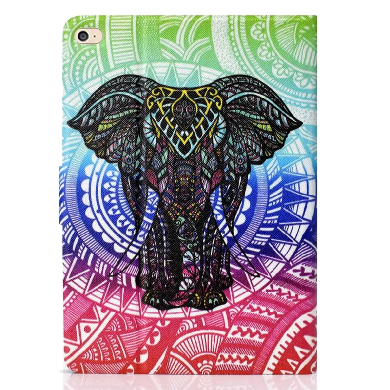 For iPad Air (2013) / Air 2 / iPad 9.7-inch (2017) / (2018) Pattern Printing Tablet Cover PU Leather Stand Card Slots Magnetic Clasp Case - Elephant