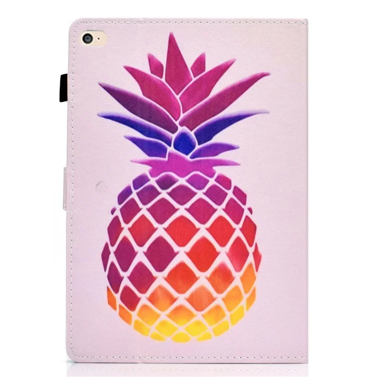 For iPad Air (2013) / Air 2 / iPad 9.7-inch (2017) / (2018) Stitched Leather Case Protective Tablet Cover Pattern Printed Magnetic Closure Shockproof Cover with Stand  /  Card Slots - Pink Pineapple