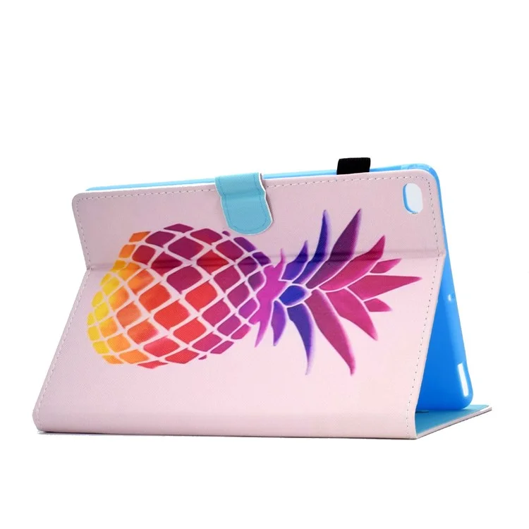 For iPad Air (2013) / Air 2 / iPad 9.7-inch (2017) / (2018) Stitched Leather Case Protective Tablet Cover Pattern Printed Magnetic Closure Shockproof Cover with Stand  /  Card Slots - Pink Pineapple