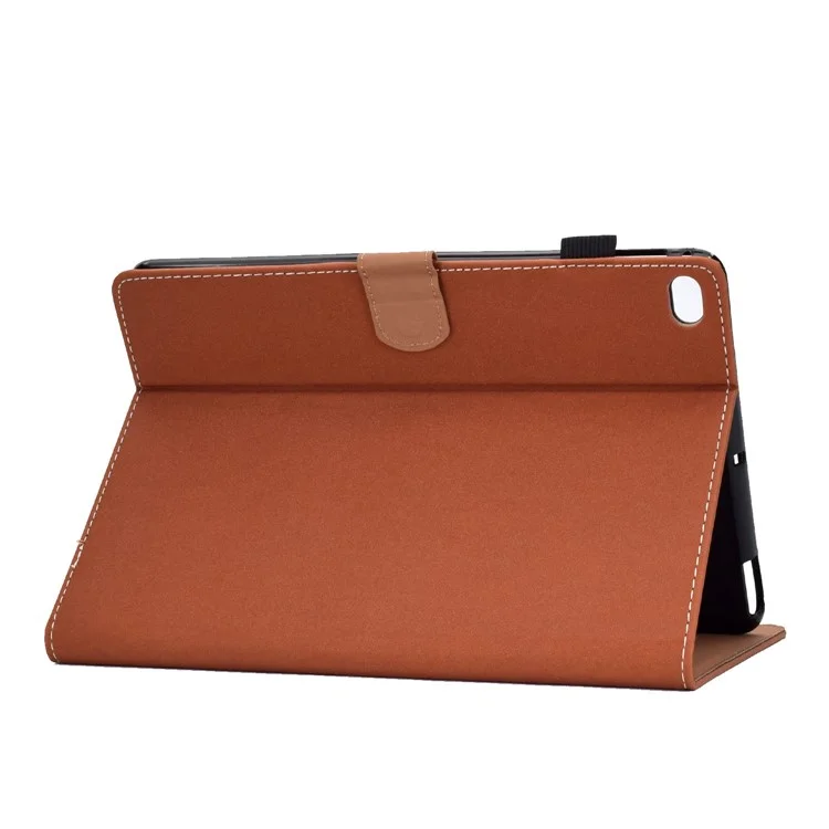 Para iPad Air 2 / Air (2013) / iPad 9.7-inch (2017) / (2018) Capa de Couro Sólido Resistente a Choques Stitched Folio Flip Cover Fecho Magnético Capa de Couro para Tablet com Suporte / Slots para Cartões - Marrom