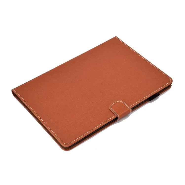 Para iPad Air 2 / Air (2013) / iPad 9.7-inch (2017) / (2018) Capa de Couro Sólido Resistente a Choques Stitched Folio Flip Cover Fecho Magnético Capa de Couro para Tablet com Suporte / Slots para Cartões - Marrom