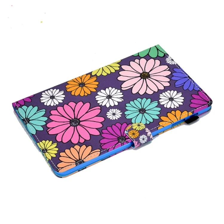 For Samsung Galaxy Tab A 10.1 (2016) (T580 / T585) Shockproof PU Leather Tablet Case Stitching Pattern Printed Magnetic Closure Tablet Stand Cover with Card Slots - Daisies