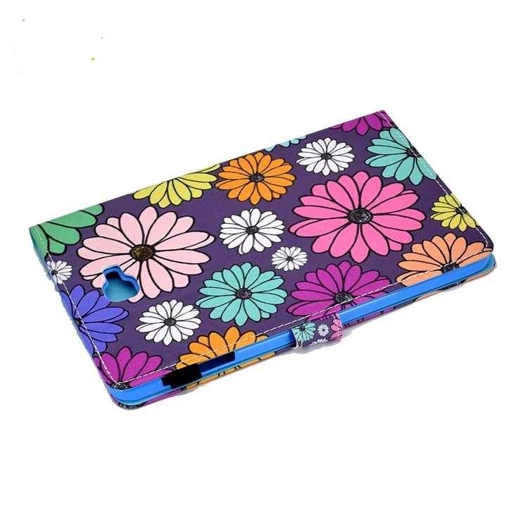 For Samsung Galaxy Tab A 10.1 (2016) (T580 / T585) Shockproof PU Leather Tablet Case Stitching Pattern Printed Magnetic Closure Tablet Stand Cover with Card Slots - Daisies