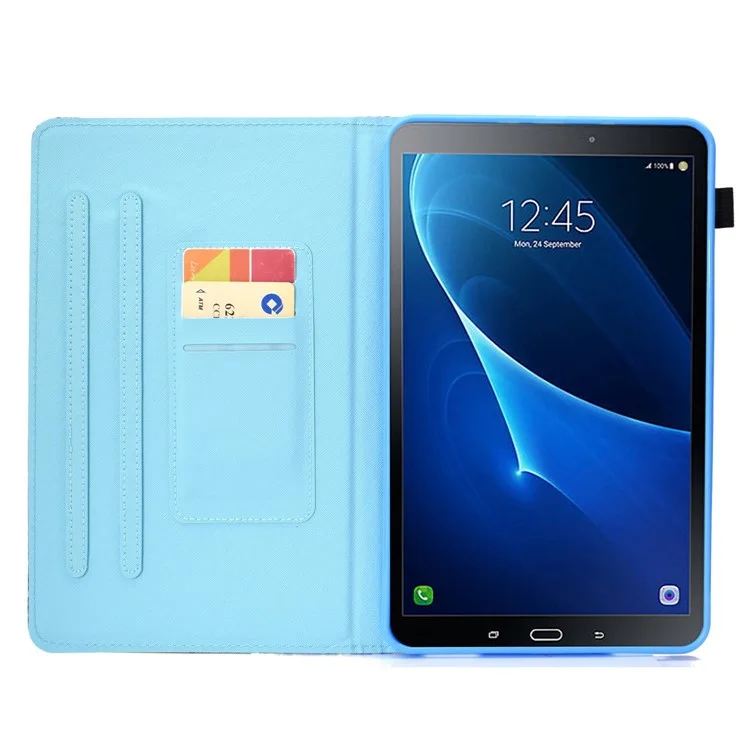 For Samsung Galaxy Tab A 10.1 (2016) (T580 / T585) Shockproof PU Leather Tablet Case Stitching Pattern Printed Magnetic Closure Tablet Stand Cover with Card Slots - Block