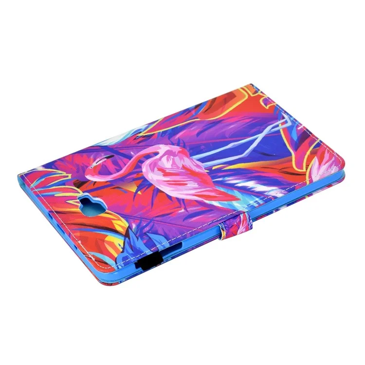 Para Samsung Galaxy Tab A 10.1 (2016) (T580 / T585) Patrete de Cuero PU de Choque de Choque Patrón de Costura de Costura Imprimida Tapa de Soporte de Tableta Magnética Con Ranuras Para Tarjetas - Pájaro