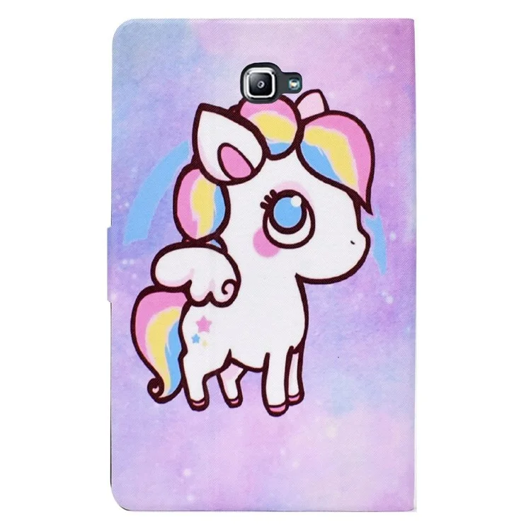 For Samsung Galaxy Tab A 10.1 (2016) T580 / T585 Pattern Printing PU Leather Stand Cover Tablet Anti-drop Case with Card Slots - Colorful Pony