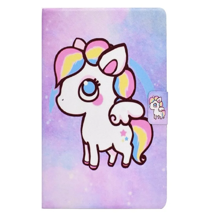 For Samsung Galaxy Tab A 10.1 (2016) T580 / T585 Pattern Printing PU Leather Stand Cover Tablet Anti-drop Case with Card Slots - Colorful Pony