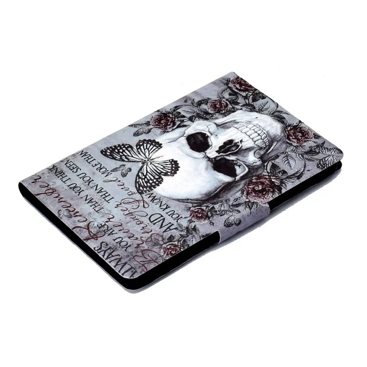 Per Amazon Kindle Paperwhite 5 (2021) Pattern Printing Tablet Case PU Leather Card Slots Stand Cover Magnetic Shell Cover - Skull