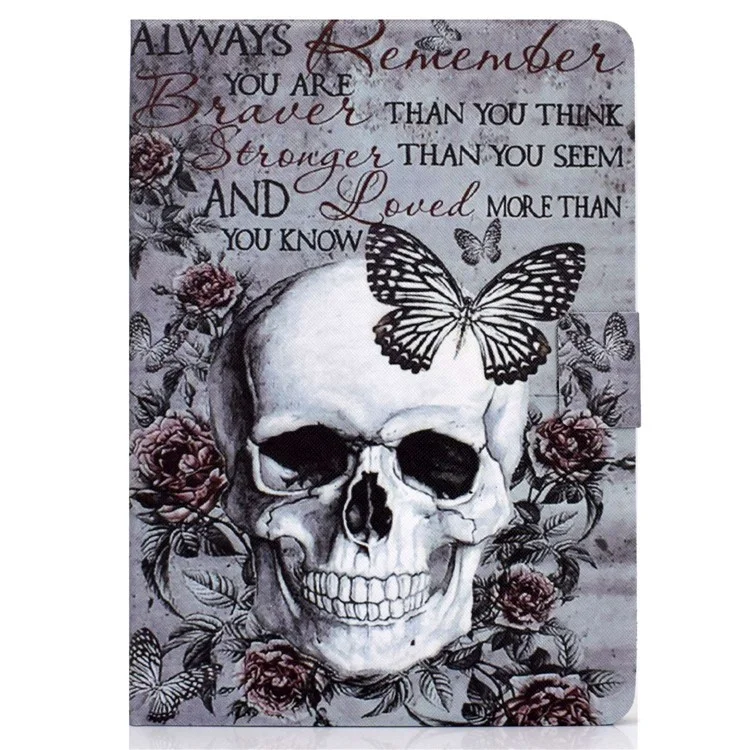 Per Amazon Kindle Paperwhite 5 (2021) Pattern Printing Tablet Case PU Leather Card Slots Stand Cover Magnetic Shell Cover - Skull