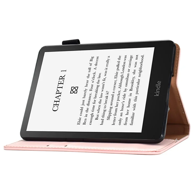 For Amazon Kindle Paperwhite 5 (2021) Solid Color Magnetic Clasp Stand Case PU Leather Shockproof Cover with Card Slots - Pink
