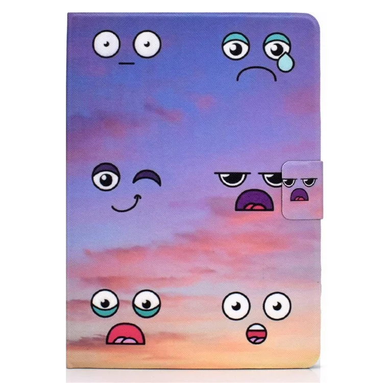 For Samsung Galaxy Tab A7 Lite 8.7-inch T220 / T225 Card Slots Design Pattern Printing PU Leather Cover Tablet Shockproof Shell Case with Adjustable Stand - Facial Expression