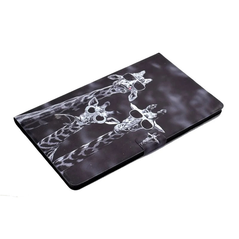 For Samsung Galaxy Tab A7 Lite 8.7-inch T220 / T225 Card Slots Design Pattern Printing PU Leather Cover Tablet Shockproof Shell Case with Adjustable Stand - Three Giraffes