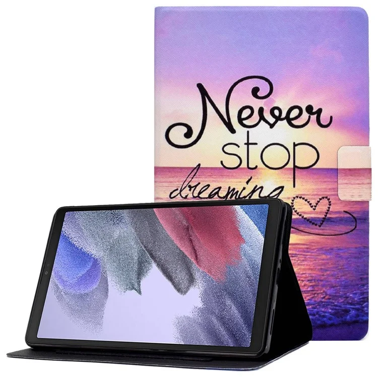 Pour Samsung Galaxy Tab A7 Lite 8,7 Pouces T220 / T225 Card Slots Design Modèle Impression de Couverture en Cuir PU Tablet Tablet Étui à Coque à Choc Avec un Support Réglable - Eau de Mer
