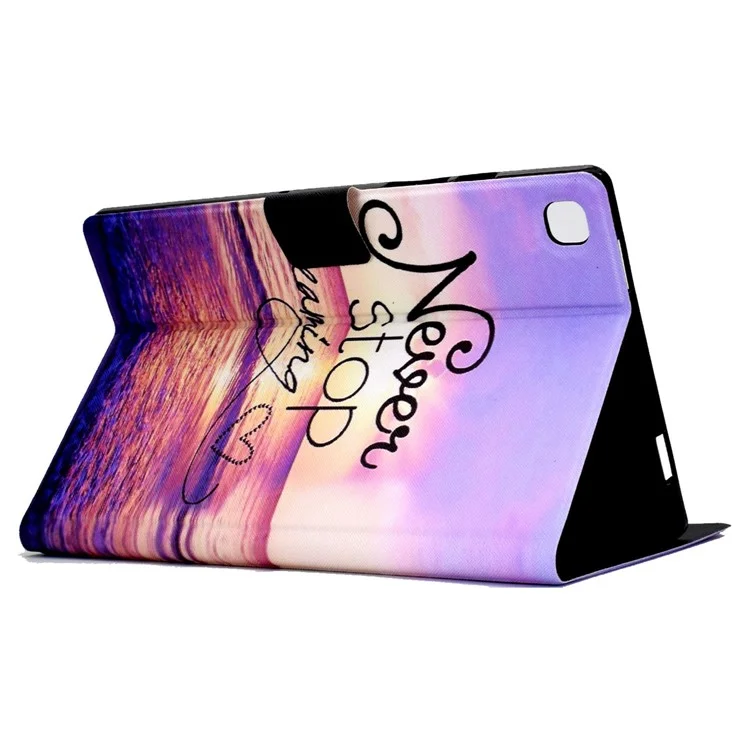 Pour Samsung Galaxy Tab A7 Lite 8,7 Pouces T220 / T225 Card Slots Design Modèle Impression de Couverture en Cuir PU Tablet Tablet Étui à Coque à Choc Avec un Support Réglable - Eau de Mer