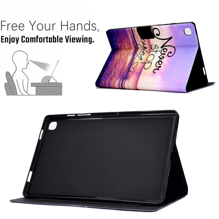 Pour Samsung Galaxy Tab A7 Lite 8,7 Pouces T220 / T225 Card Slots Design Modèle Impression de Couverture en Cuir PU Tablet Tablet Étui à Coque à Choc Avec un Support Réglable - Eau de Mer