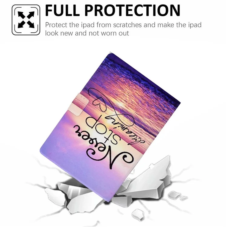 Pour Samsung Galaxy Tab A7 Lite 8,7 Pouces T220 / T225 Card Slots Design Modèle Impression de Couverture en Cuir PU Tablet Tablet Étui à Coque à Choc Avec un Support Réglable - Eau de Mer