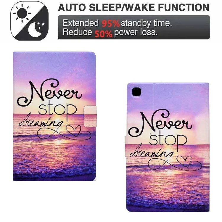 Pour Samsung Galaxy Tab A7 Lite 8,7 Pouces T220 / T225 Card Slots Design Modèle Impression de Couverture en Cuir PU Tablet Tablet Étui à Coque à Choc Avec un Support Réglable - Eau de Mer