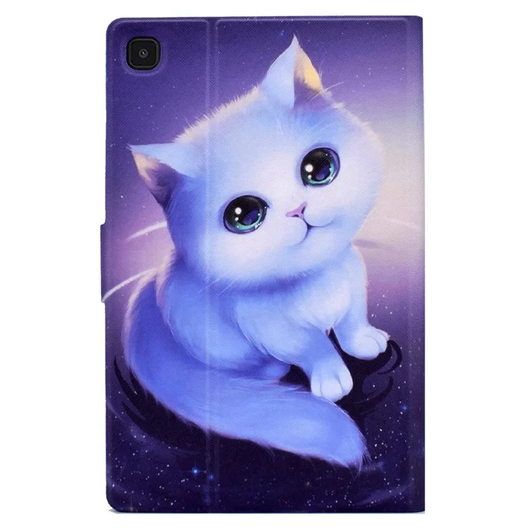 Pour Samsung Galaxy Tab A7 Lite 8,7 pouces T220 / T225 Fentes pour cartes Conception d'impression de motif Housse en cuir PU Étui de protection antichoc avec support réglable - Chat
