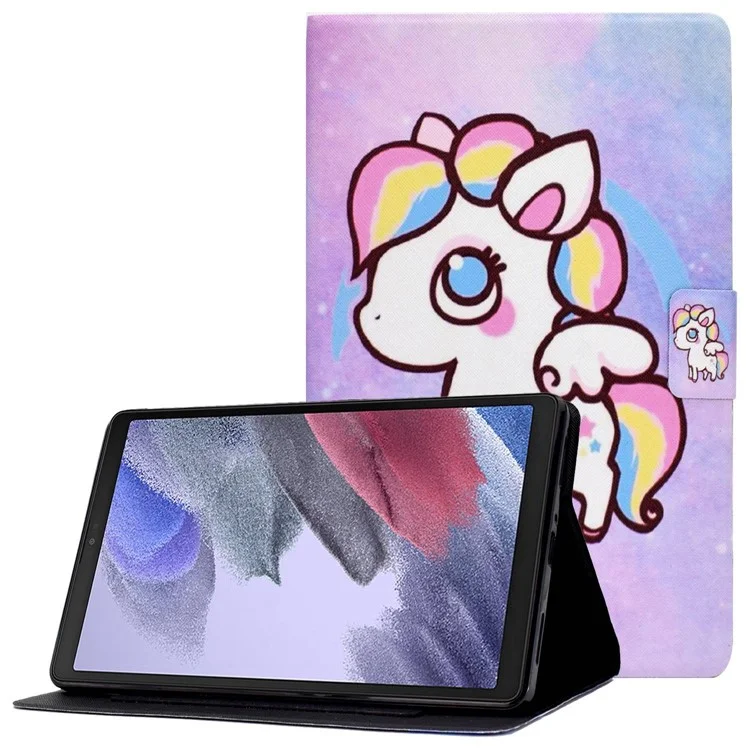 Для Samsung Galaxy Tab A7 Lite 8,7 дюйма T220 / T225 Дизайн с карточными слотами Рисованный узор Обложка из искусственной кожи Чехол-ударопрочная оболочка с регулируемой подставкой - Разноцветный пони