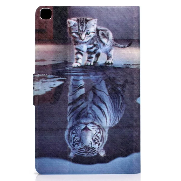 For Samsung Galaxy Tab A7 Lite 8.7-inch (T220 / T225) Shockproof Case PU Leather Tablet Cover Pattern Printed Magnetic Cover with Stand / Card Slots - Cat and Tiger