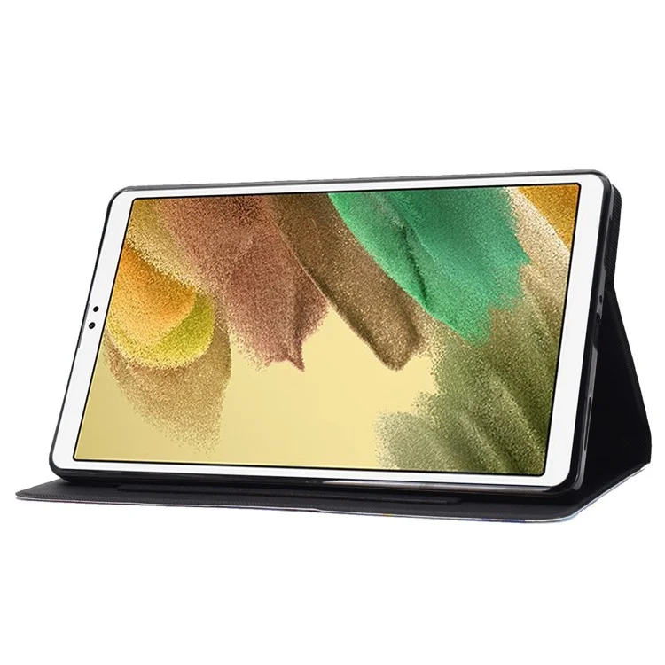 For Samsung Galaxy Tab A7 Lite 8.7-inch (T220 / T225) Shockproof Case PU Leather Tablet Cover Pattern Printed Magnetic Cover with Stand / Card Slots - Cat and Tiger