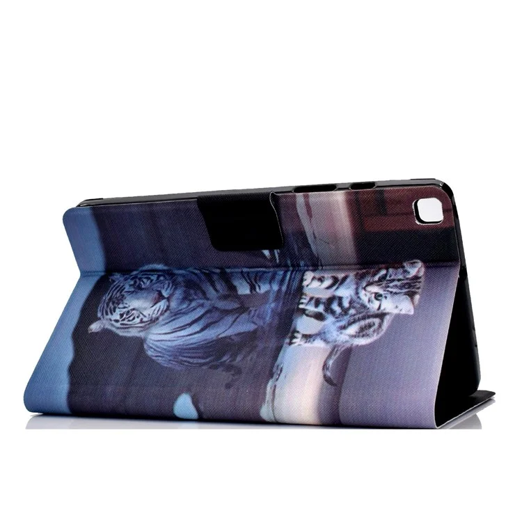 For Samsung Galaxy Tab A7 Lite 8.7-inch (T220 / T225) Shockproof Case PU Leather Tablet Cover Pattern Printed Magnetic Cover with Stand / Card Slots - Cat and Tiger