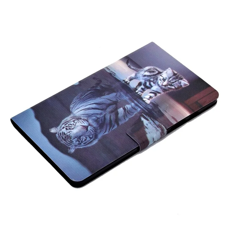 For Samsung Galaxy Tab A7 Lite 8.7-inch (T220 / T225) Shockproof Case PU Leather Tablet Cover Pattern Printed Magnetic Cover with Stand / Card Slots - Cat and Tiger