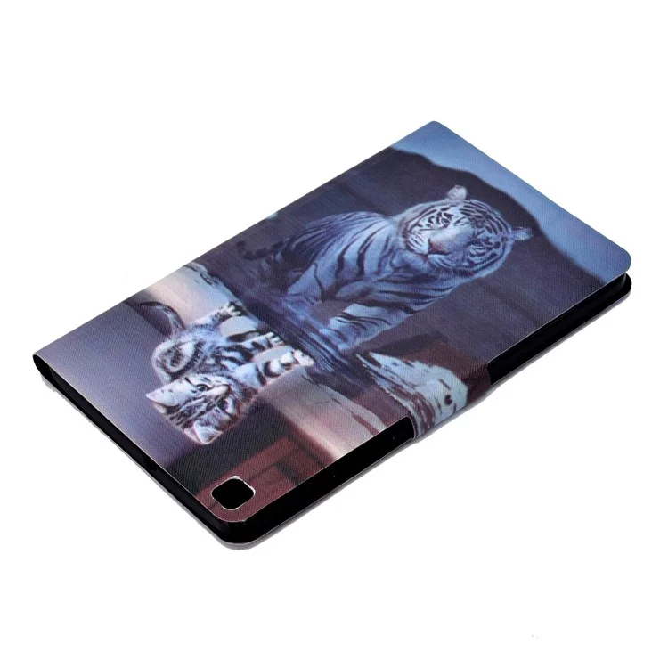 For Samsung Galaxy Tab A7 Lite 8.7-inch (T220 / T225) Shockproof Case PU Leather Tablet Cover Pattern Printed Magnetic Cover with Stand / Card Slots - Cat and Tiger