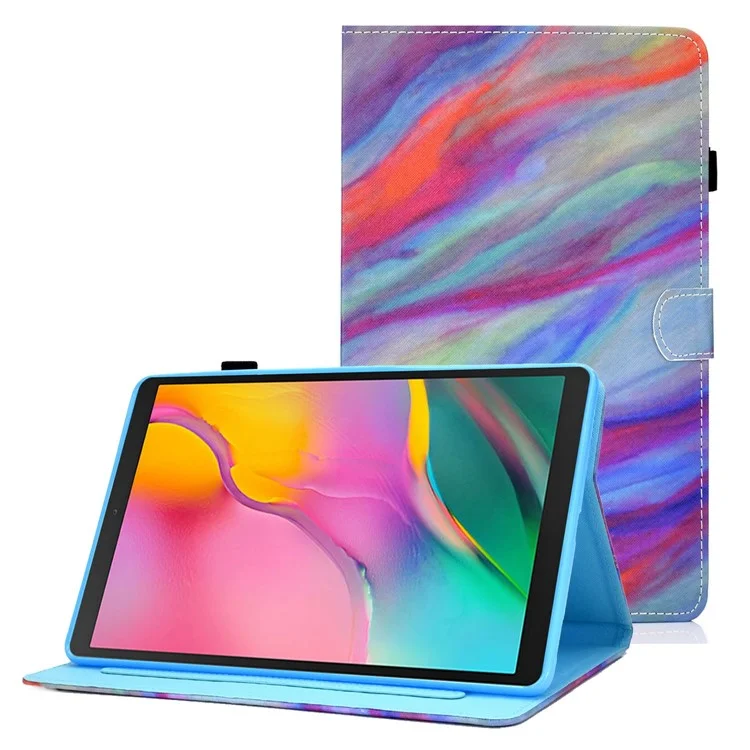 Pour Samsung Galaxy Tab A 10.1 (2019) (T510 / T515) Étui de tablette imprimé motif cousu Fermeture magnétique Étui en cuir PU Support avec fentes pour cartes - Marbre coloré