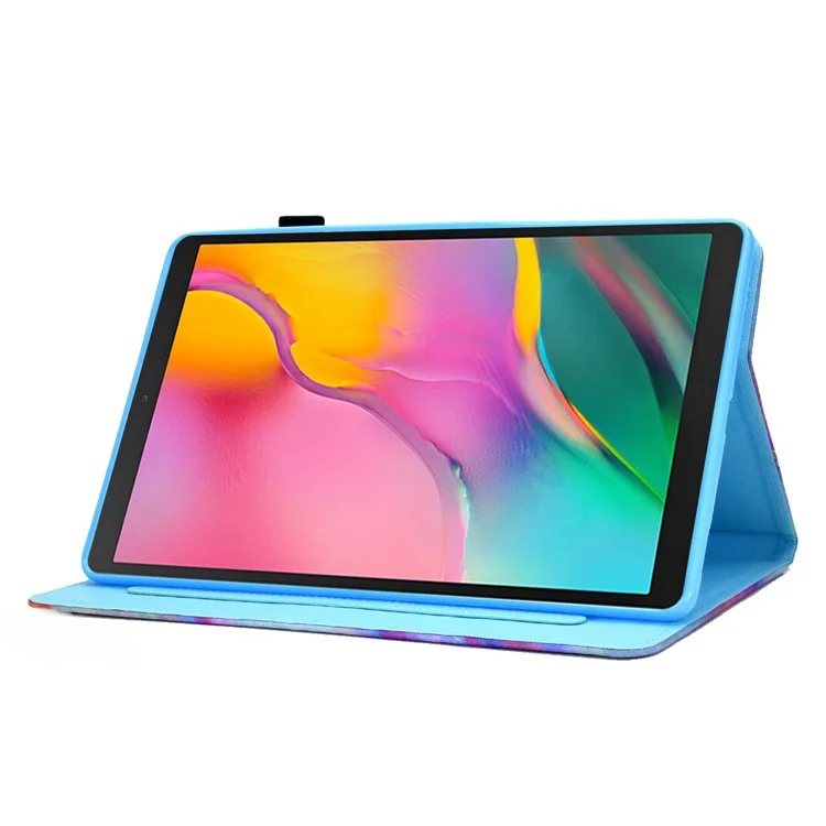 Pour Samsung Galaxy Tab A 10.1 (2019) (T510 / T515) Étui de tablette imprimé motif cousu Fermeture magnétique Étui en cuir PU Support avec fentes pour cartes - Marbre coloré