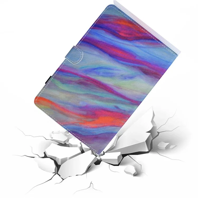Pour Samsung Galaxy Tab A 10.1 (2019) (T510 / T515) Étui de tablette imprimé motif cousu Fermeture magnétique Étui en cuir PU Support avec fentes pour cartes - Marbre coloré