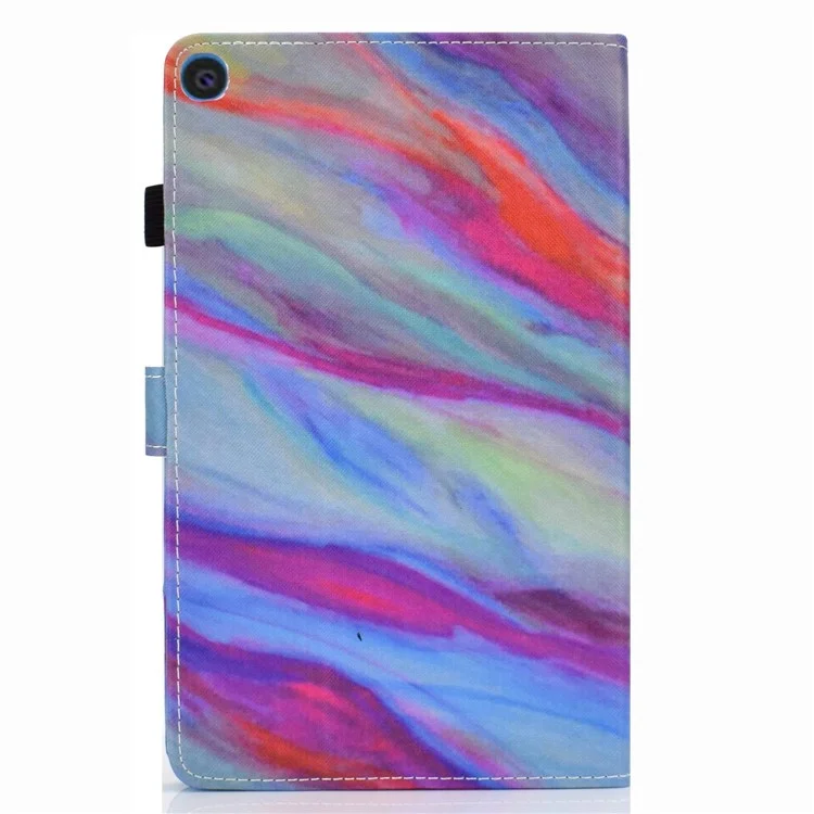 Pour Samsung Galaxy Tab A 10.1 (2019) (T510 / T515) Étui de tablette imprimé motif cousu Fermeture magnétique Étui en cuir PU Support avec fentes pour cartes - Marbre coloré