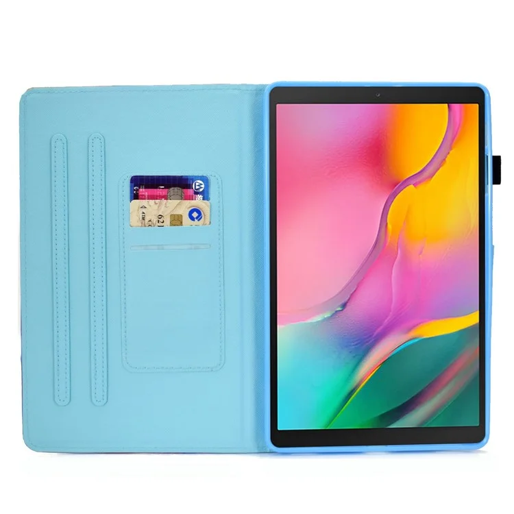 Pour Samsung Galaxy Tab A 10.1 (2019) (T510 / T515) Stitched Pattern Printed Tablet Case Fermeture magnétique Couverture en cuir PU Tablet avec fentes pour cartes - Cheval