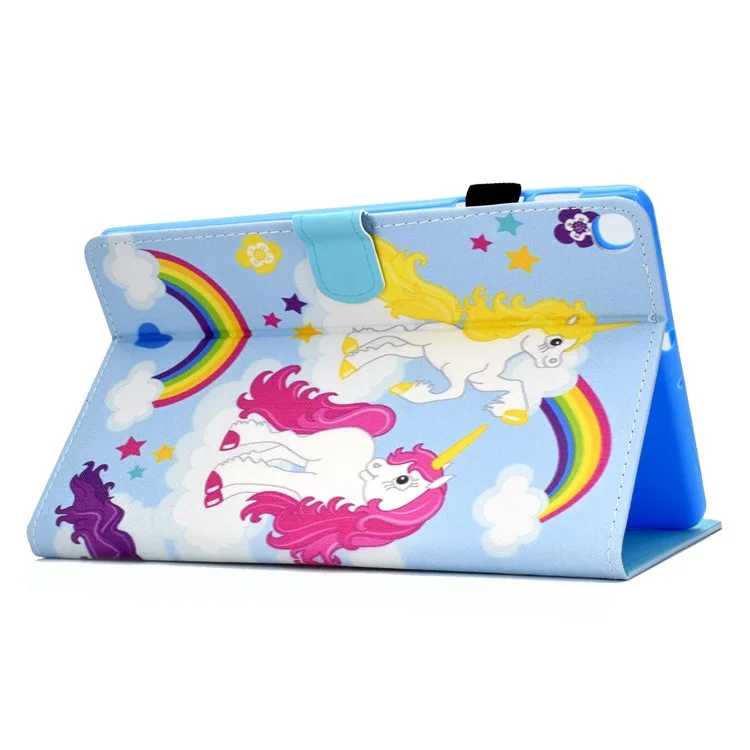 Pour Samsung Galaxy Tab A 10.1 (2019) (T510 / T515) Stitched Pattern Printed Tablet Case Fermeture magnétique Couverture en cuir PU Tablet avec fentes pour cartes - Cheval