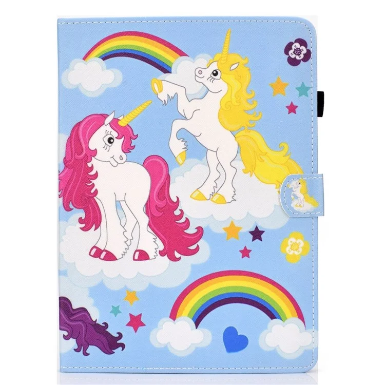 Pour Samsung Galaxy Tab A 10.1 (2019) (T510 / T515) Stitched Pattern Printed Tablet Case Fermeture magnétique Couverture en cuir PU Tablet avec fentes pour cartes - Cheval