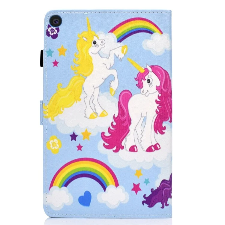 Pour Samsung Galaxy Tab A 10.1 (2019) (T510 / T515) Stitched Pattern Printed Tablet Case Fermeture magnétique Couverture en cuir PU Tablet avec fentes pour cartes - Cheval