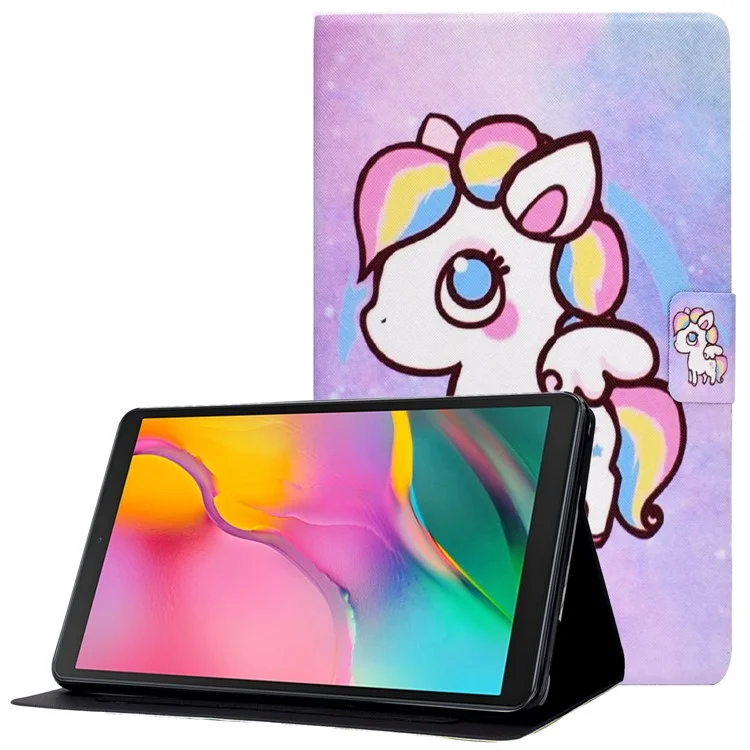 Pour Samsung Galaxy Tab A 10.1 (2019) T510 / T515 Support de Support Réglable pu Tablet Case de Carte D'impression Couvercle D'étanchéité de la Carte D'impression - Poney Coloré