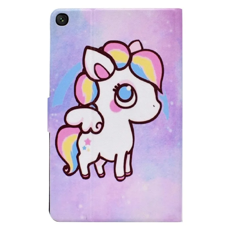 Pour Samsung Galaxy Tab A 10.1 (2019) T510 / T515 Support de Support Réglable pu Tablet Case de Carte D'impression Couvercle D'étanchéité de la Carte D'impression - Poney Coloré