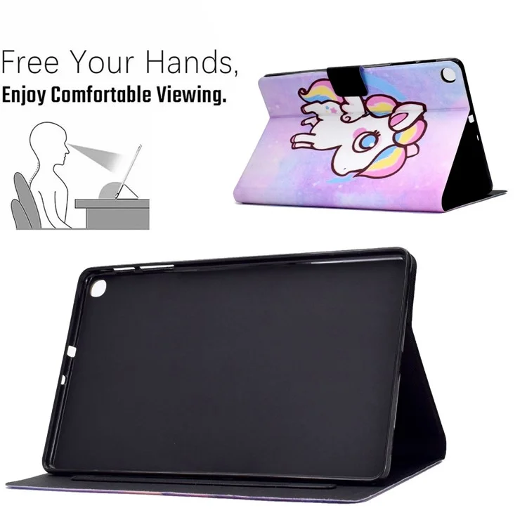 Pour Samsung Galaxy Tab A 10.1 (2019) T510 / T515 Support de Support Réglable pu Tablet Case de Carte D'impression Couvercle D'étanchéité de la Carte D'impression - Poney Coloré