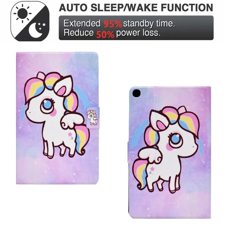 Pour Samsung Galaxy Tab A 10.1 (2019) T510 / T515 Support de Support Réglable pu Tablet Case de Carte D'impression Couvercle D'étanchéité de la Carte D'impression - Poney Coloré