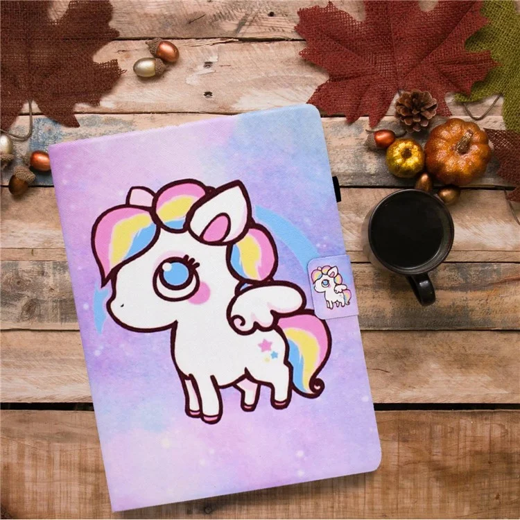 Pour Samsung Galaxy Tab A 10.1 (2019) T510 / T515 Support de Support Réglable pu Tablet Case de Carte D'impression Couvercle D'étanchéité de la Carte D'impression - Poney Coloré