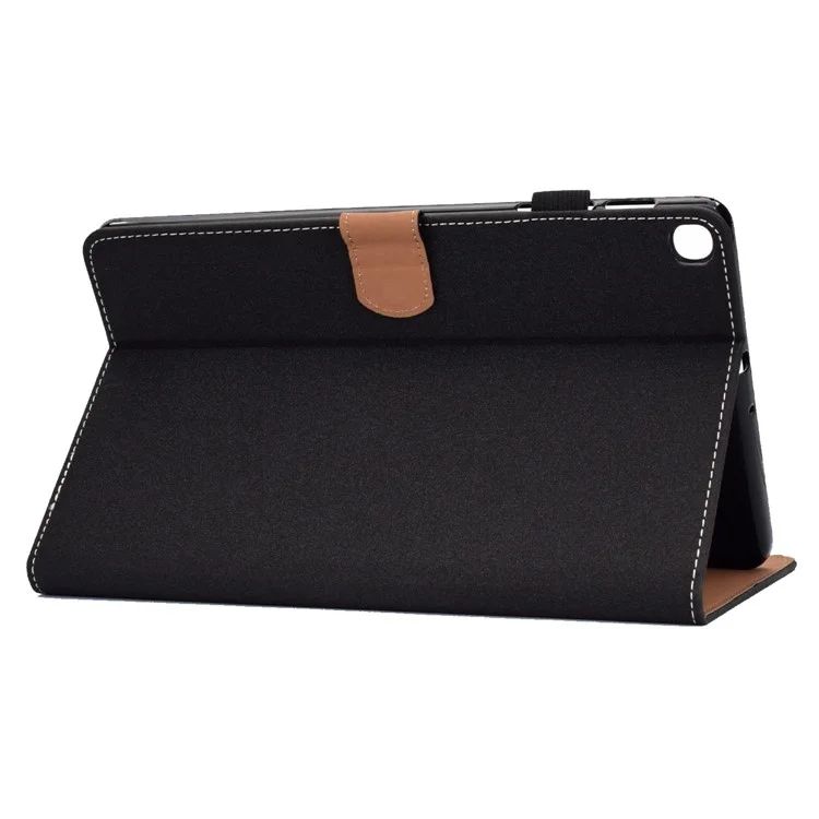 For Samsung Galaxy Tab A 10.1 (2019) T510 / T515 PU Leather Solid Color Tablet Case Magnetic Clasp Adjustable Stand Cover with Card Slots - Black