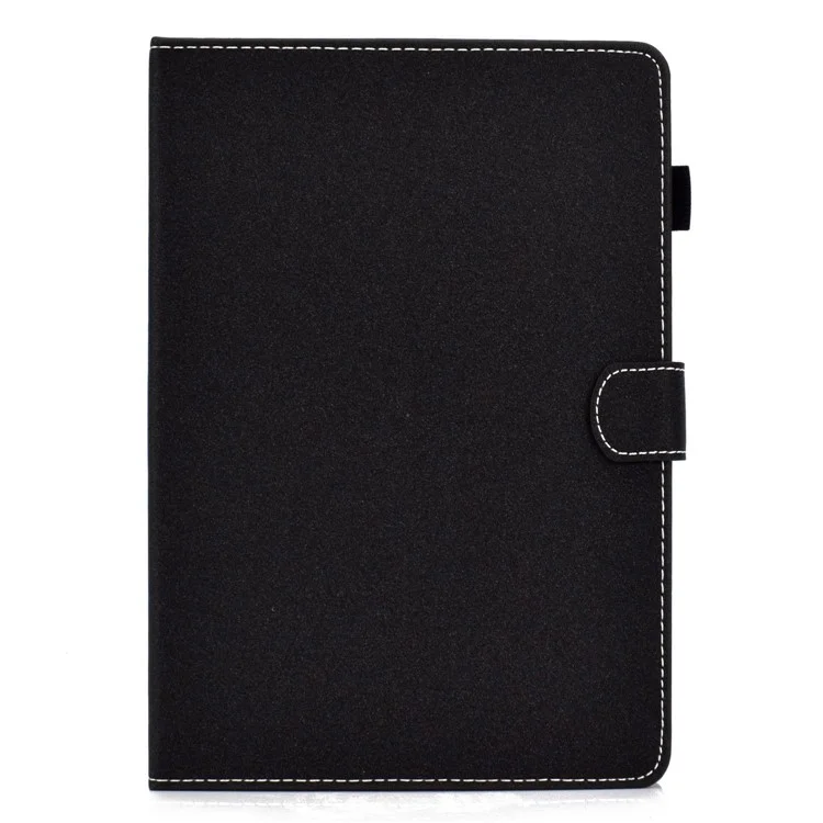 For Samsung Galaxy Tab A 10.1 (2019) T510 / T515 PU Leather Solid Color Tablet Case Magnetic Clasp Adjustable Stand Cover with Card Slots - Black