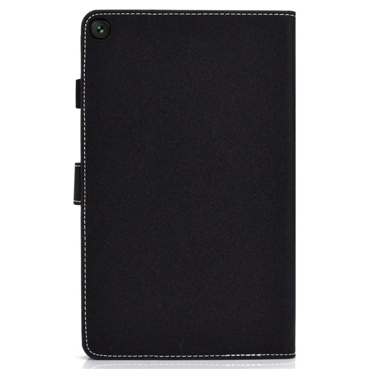 For Samsung Galaxy Tab A 10.1 (2019) T510 / T515 PU Leather Solid Color Tablet Case Magnetic Clasp Adjustable Stand Cover with Card Slots - Black